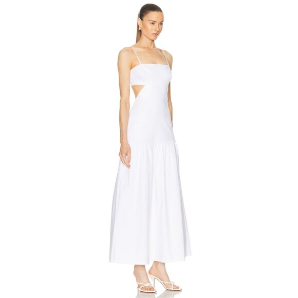 ADRIANA DEGREAS Solid Cut Out Long Dress in Off White - Picture 2 of 3